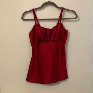Silky, red, comfortable, sleeveless blouse